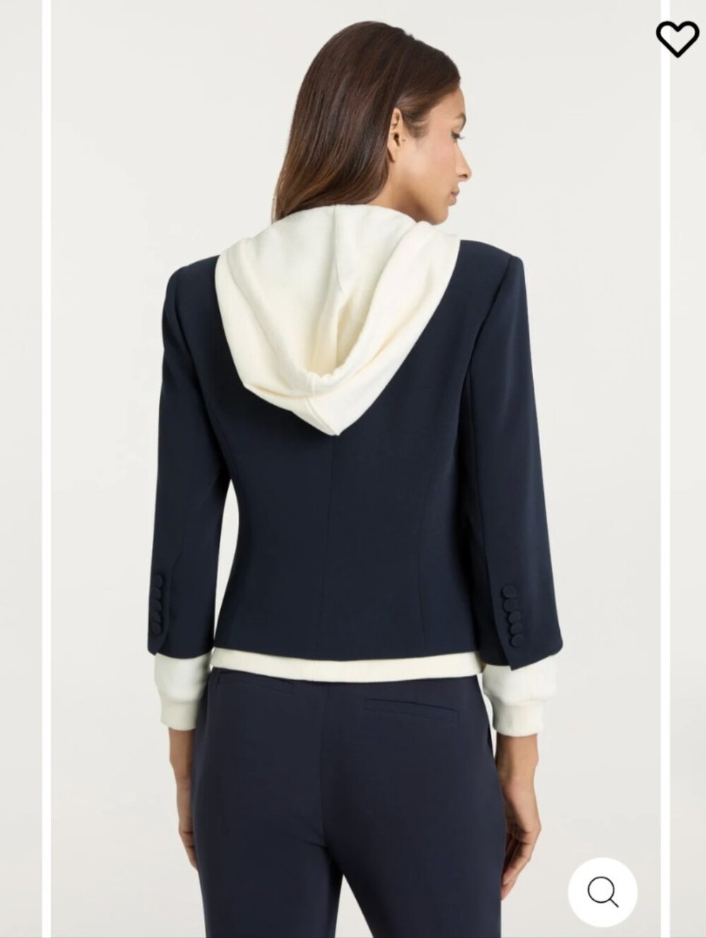 NWOT Cinq A Sept Le Petit Khloe Navy and Ivory Hooded Blazer Jacket Size 8 - Picture 2 of 12